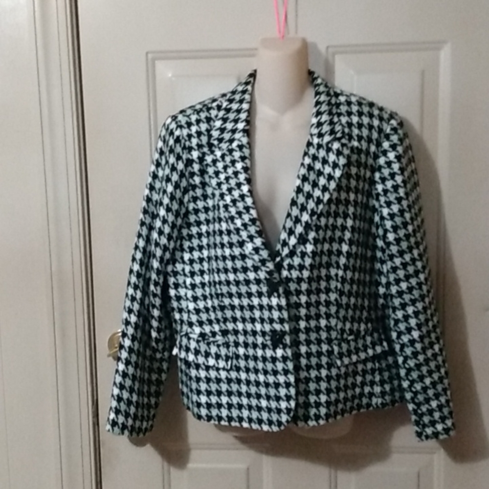 C Tweed blazer houndstooth plus